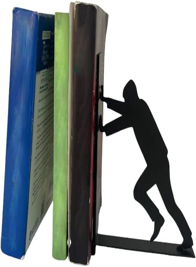 man pushing books end – Stylish metal Decorative book end